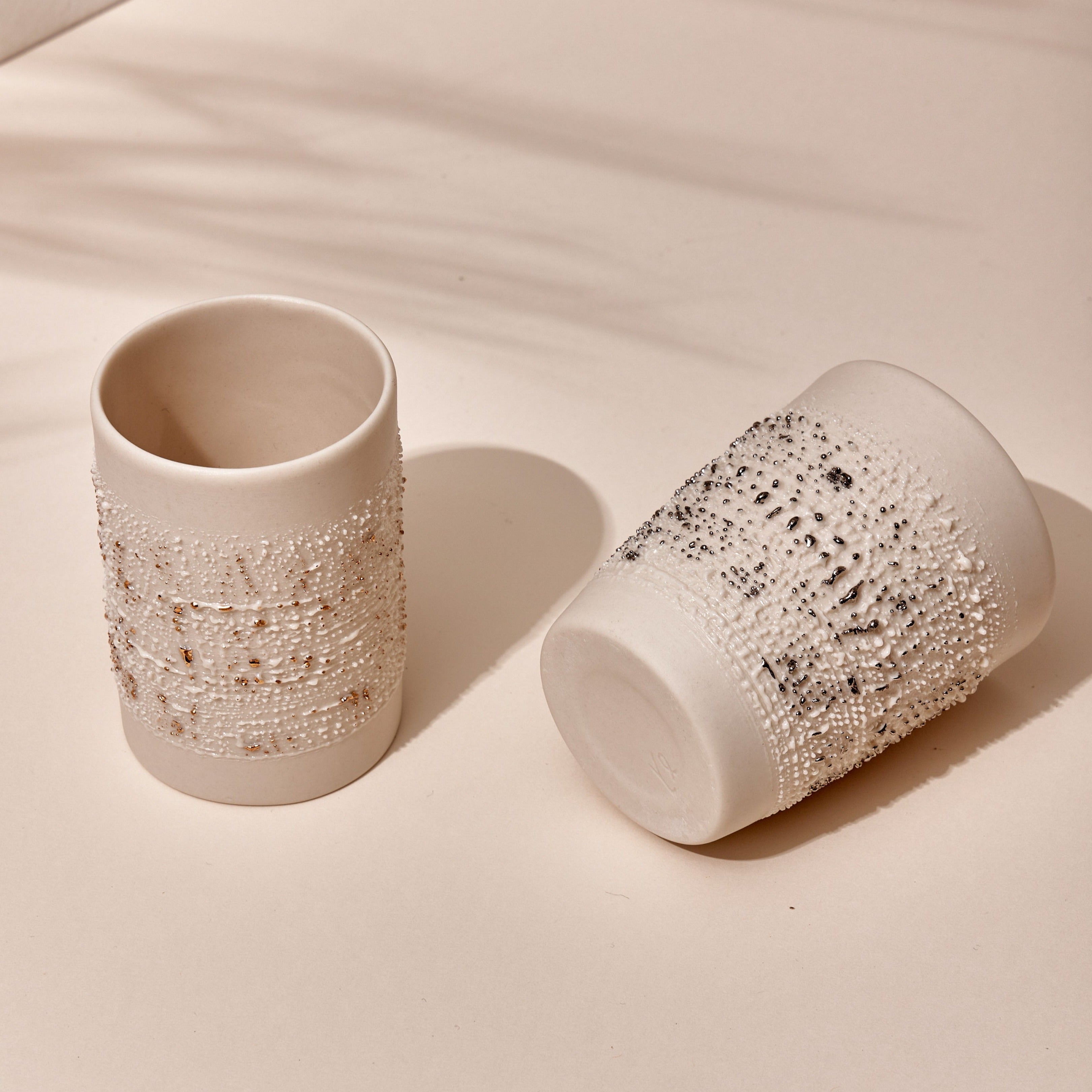 FAYE Porcelain Coffee Cups - White Gold